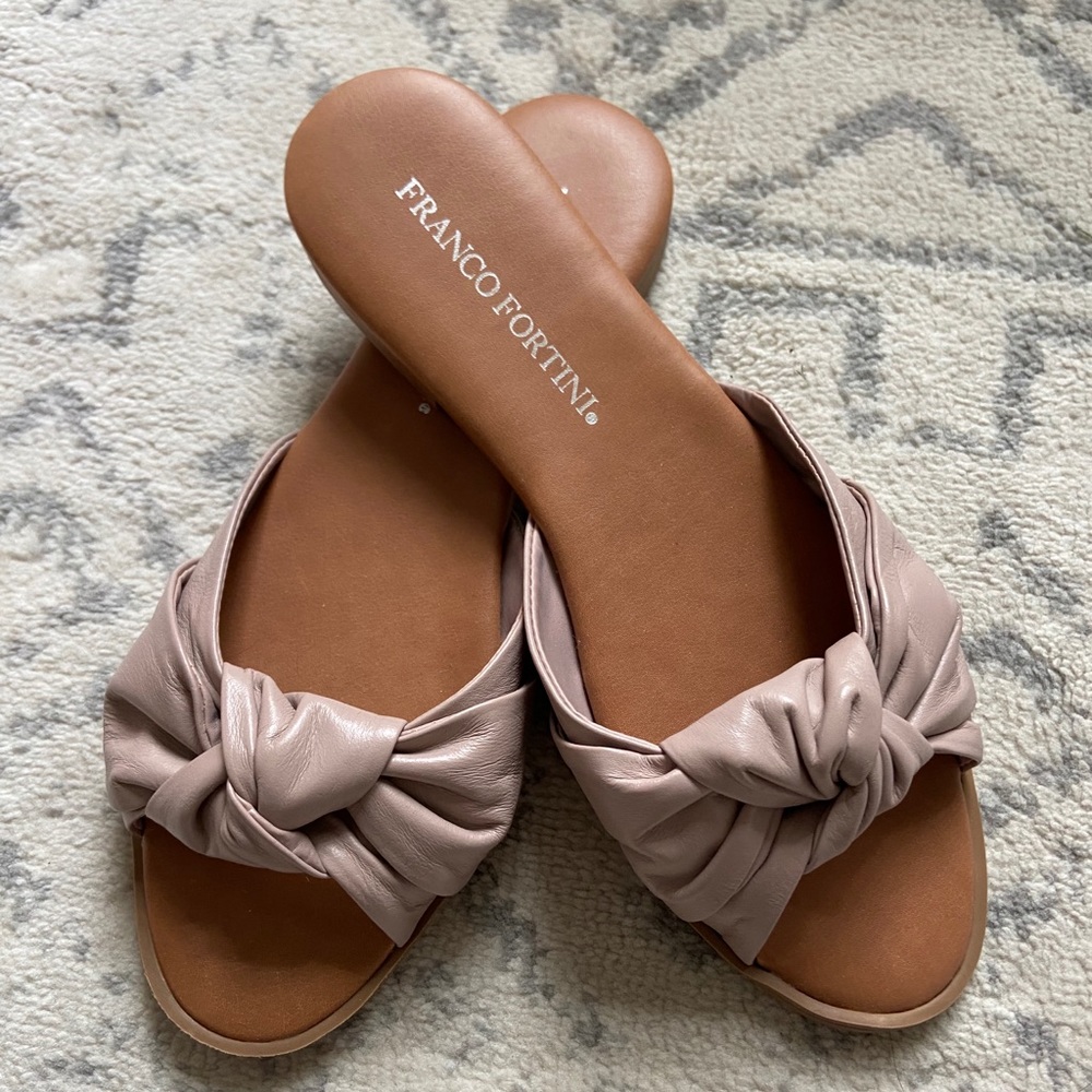 faux leather tie sandals
